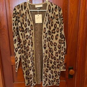 Leopard Pattern Open Front Cardigan
